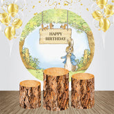 Runden Baum Niedlich Hase Eichhörnchen Geburtstag Hintergrund Bausatz